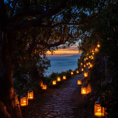 A magical and warm atmosphere on a shore