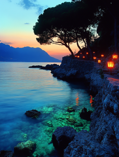 A magical warm sunrise on Amalfi Coast