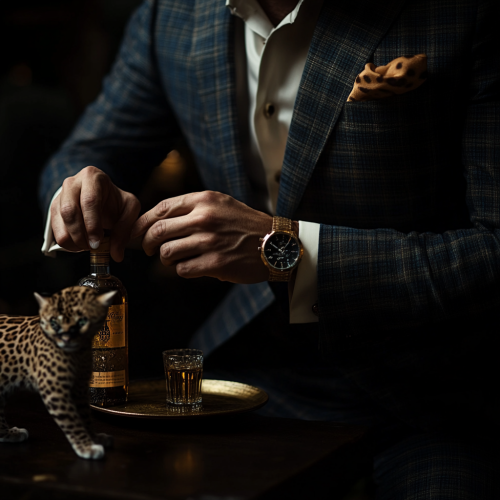 A man in a suit fixing sleeves elegantly