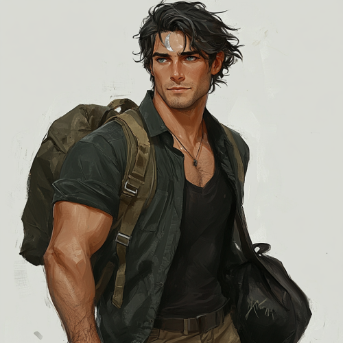 A man with different colored eyes walking.