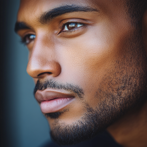 A man with focused gaze and engaging expression