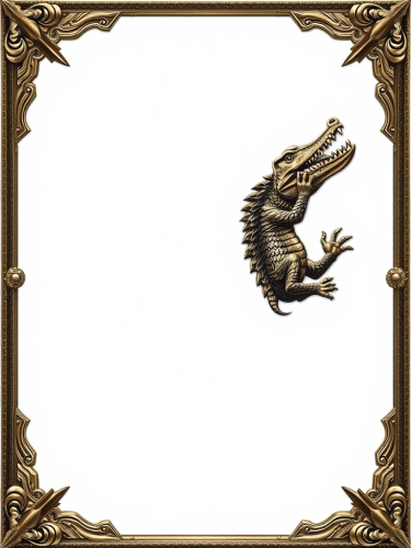 A metallic badass alligator-themed fantasy card border frame