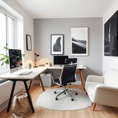 A minimalistic Scandinavian home office design.
