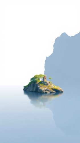 A minimalistic style island landscape.