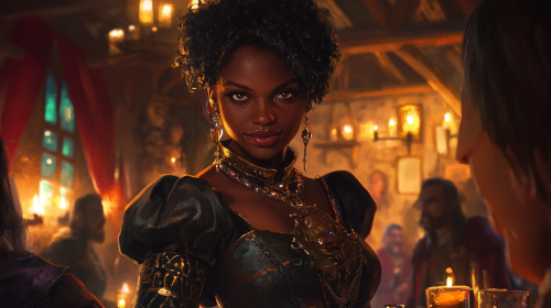 Woman in fantasy tavern