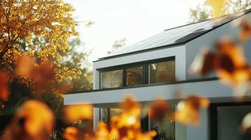 A modern German house with a solar panel