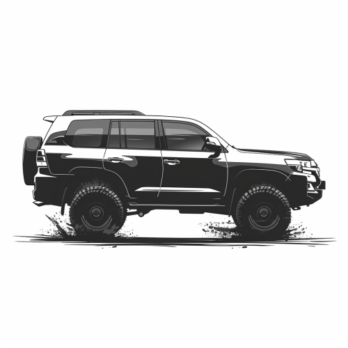 A modern black and white SUV logo