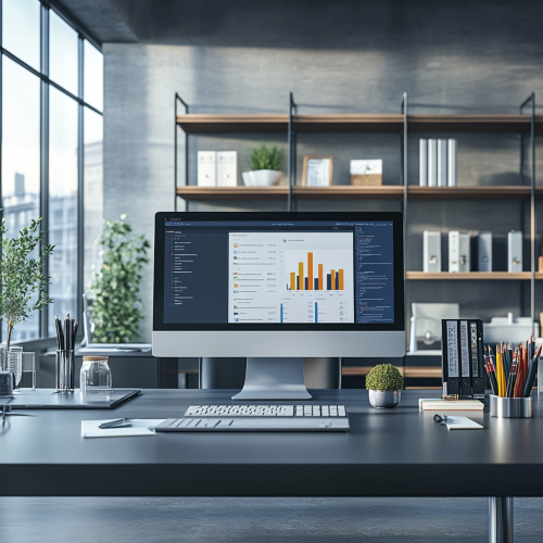 A modern office showcasing essential tools for business