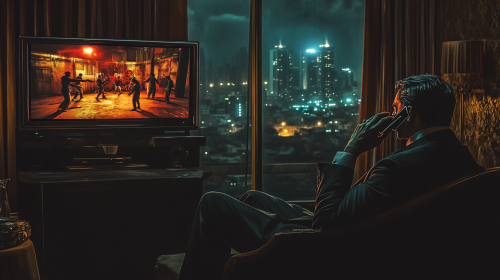 A mysterious man in shadows watches Indian gladiator fight.