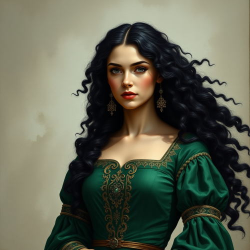 A noble lady in a green dress