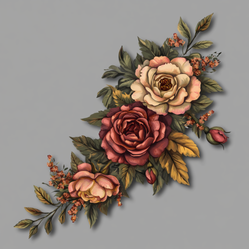 A painted boho frame with roses in corner