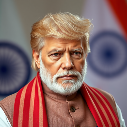 A picture of Prime Minister Modi and Trump's hair.