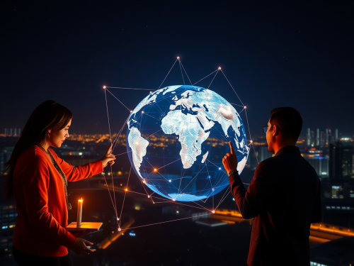 A picture of connected Earth showing global connections.