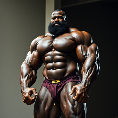 A powerful, muscular black bodybuilder.