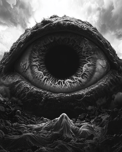 A powerful God watching an awake person in bed