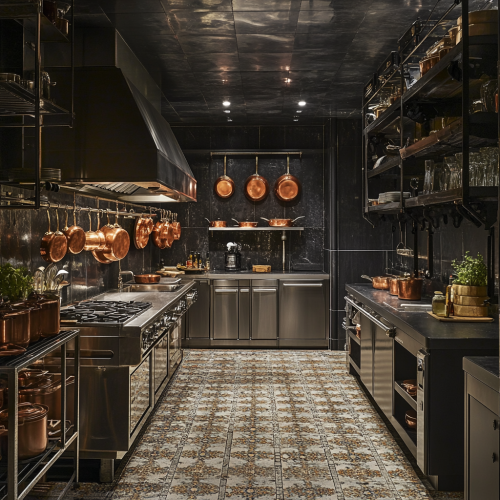 A professional hotel kitchen with stainless steel appliances