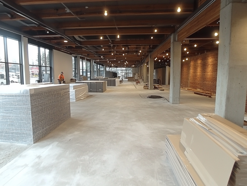 A professional painter in modern Alberta office.