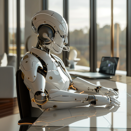 A realistic AI call bot in modern office