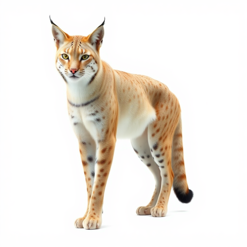 A realistic lynx standing on two legs.