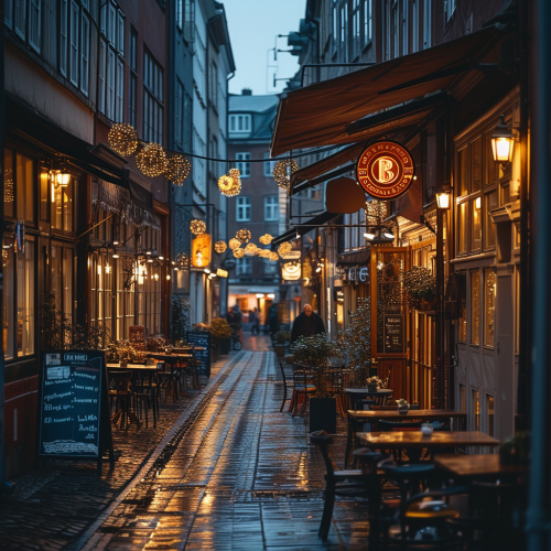 A realistic photo of a street at night.