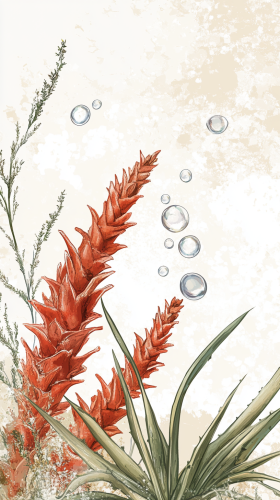 A red and green theme with bubbles and flair