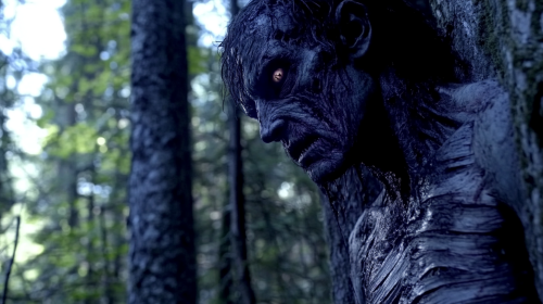 A scary demon with multiple eyes and dark skin