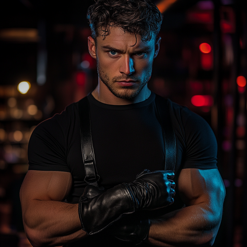 A serious and mischievous handsome man in nightclub