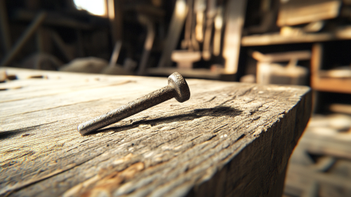 A sharp nail on table in 19th century Japan