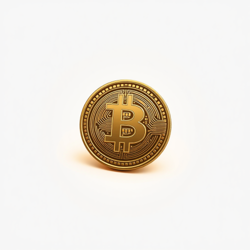 A shiny coin on a white background.