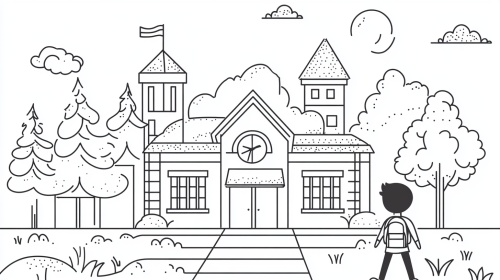 A simple black and white school drawing