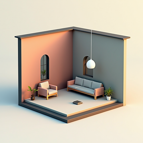A simple modern home interior design drawing. A simple modern home interior design drawing.