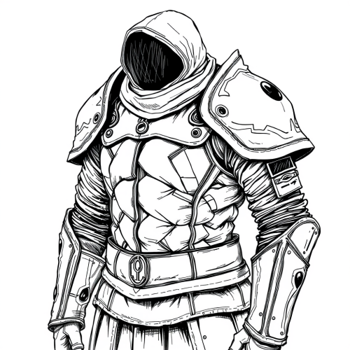 A sketch of clothing made from quilted fabric.