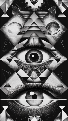 A spooky pattern of mystical symbols in art