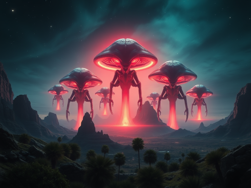 A strange alien attack in comic book style.