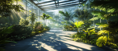 A stunning 4K image of a modern greenhouse.