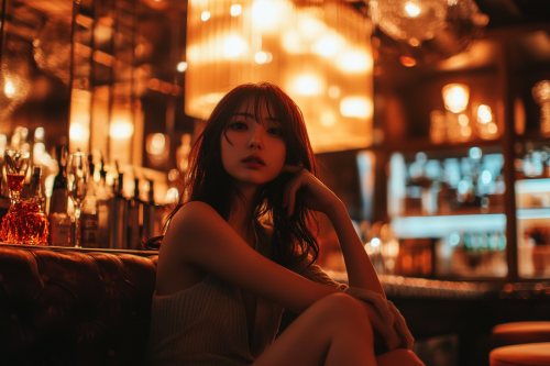 A stylish Japanese woman sitting