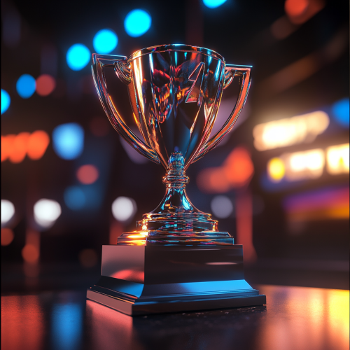 A sunny close-up of an E-sports game winner