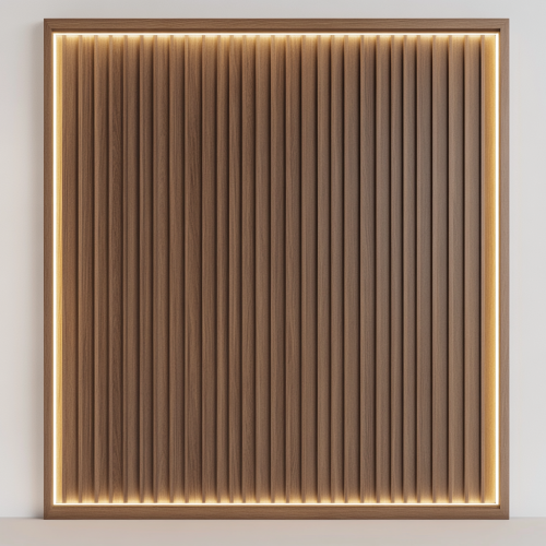 A tall wall with soft white lighting.