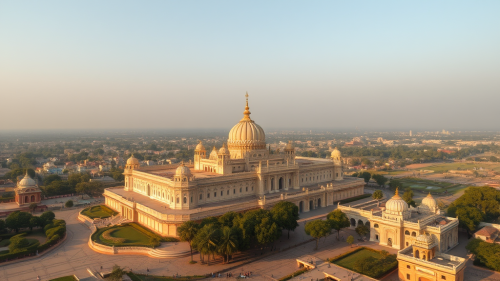 A view of Hastinapur, royal Indian palace and city.