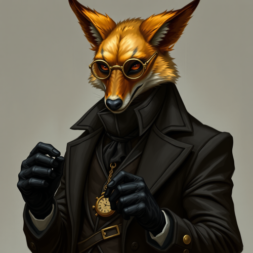A well-dressed jackal-headed arcanaloth with gold eyes.