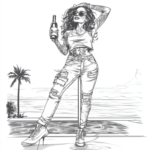 A woman dancing by the pool with wine