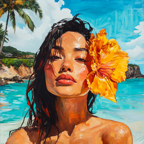 A woman in a tropical paradise