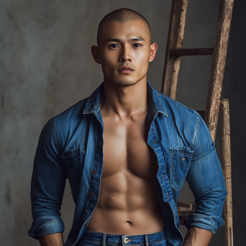 A young handsome man in denim clothes