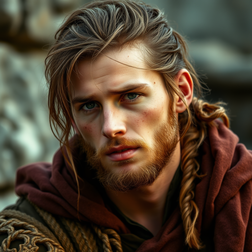 A young man with brown hair and facial hair.