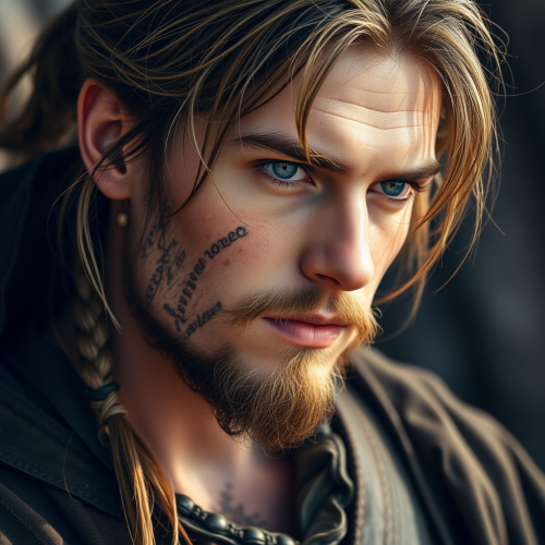 A young pirate with brown hair and facial hair