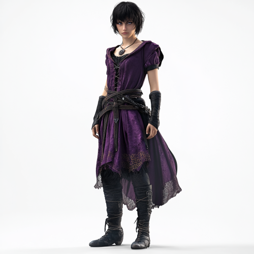 A young witch in medieval attire casting spells