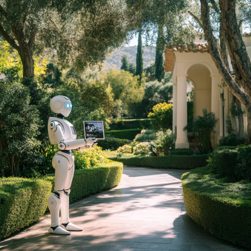 AI Call Bot Presenting Luxury Villa with Brochure