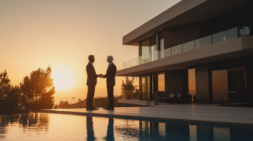 AI Call Bot and Client Shake Hands at Villa