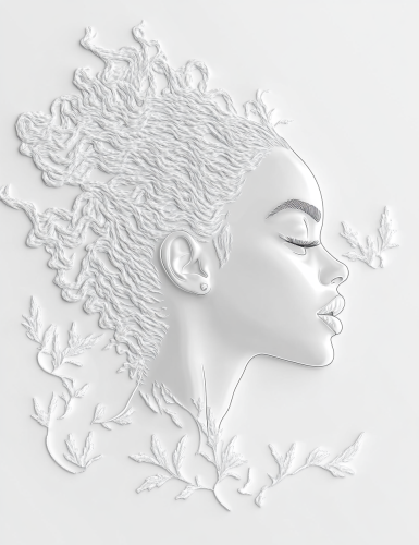 ALT: Beautiful woman in elegant art style with bold lines.