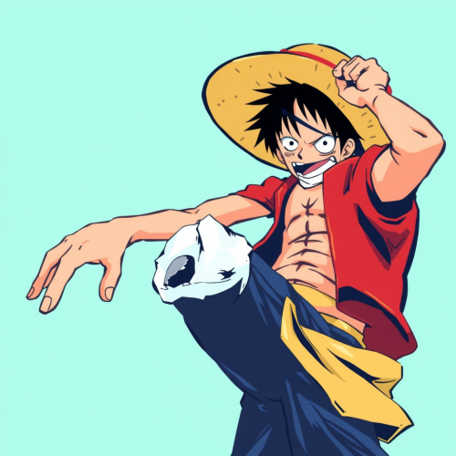 Abstract Art Style Depicting Luffy from One Piece